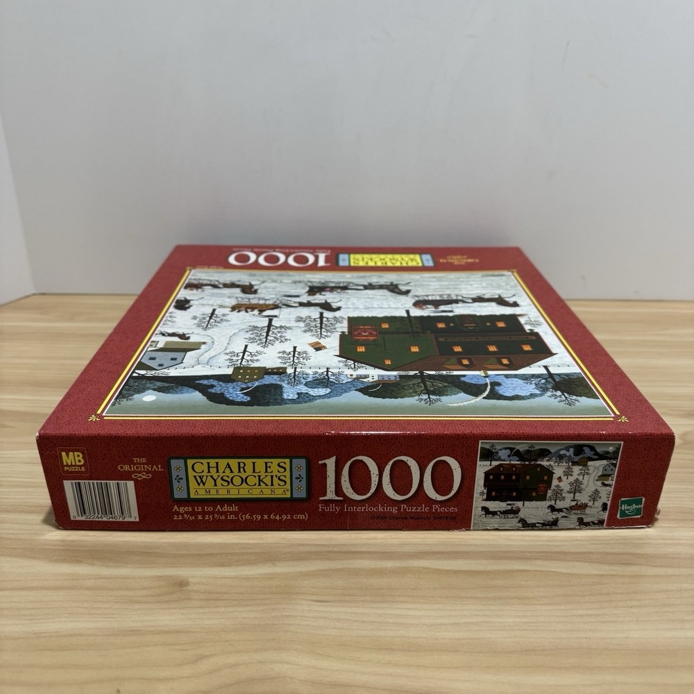 VTG Charles Wysocki 1000 Piece Puzzle SLEIGH RACE Americana Hasbro MB Complete - Picture 9 of 13